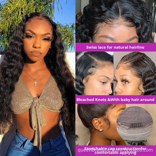 13x4 Lace Frontal Wig Loose Deep Wave Wigs Brazilian Natural Wave Human Hair Wig Prepluck Hairline With Baby Hair For Black Wome